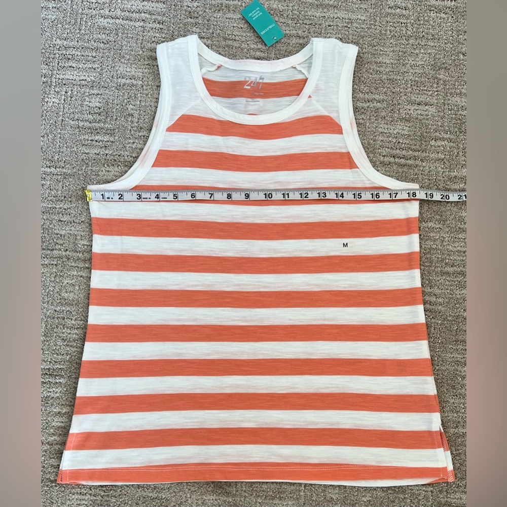 NWT Maurices‎ 24/7 Striped High Neck Tank Top White and Coral Stripes Size M - Picture 6 of 7